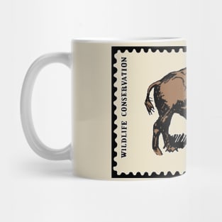 Vintage Wildlife Conservation united States Stamp With Buffalo Mug